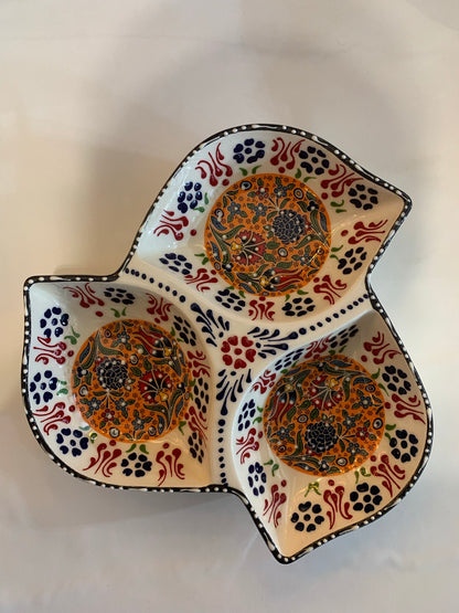 Large Tapas Dish with 3 Sections