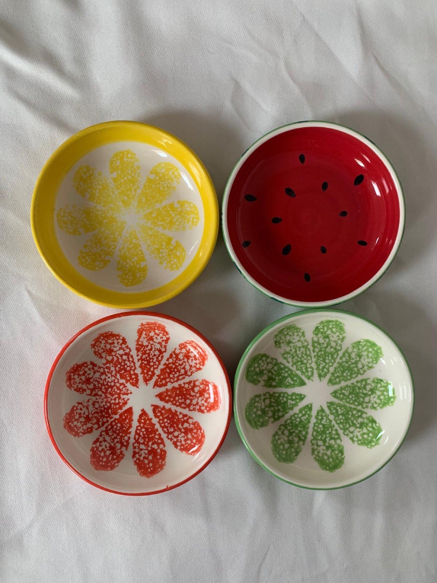 15cm Fruit Shallow Dishes (Watermelon, Lime, Lemon & Tangerine)