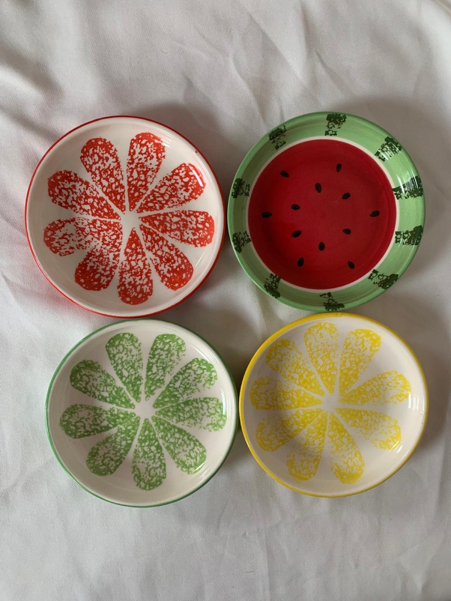 15cm Fruit Shallow Dishes (Watermelon, Lime, Lemon & Tangerine)