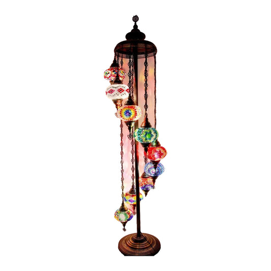 9 Glass Shades Mosaic Floor Light – Glass Size 2