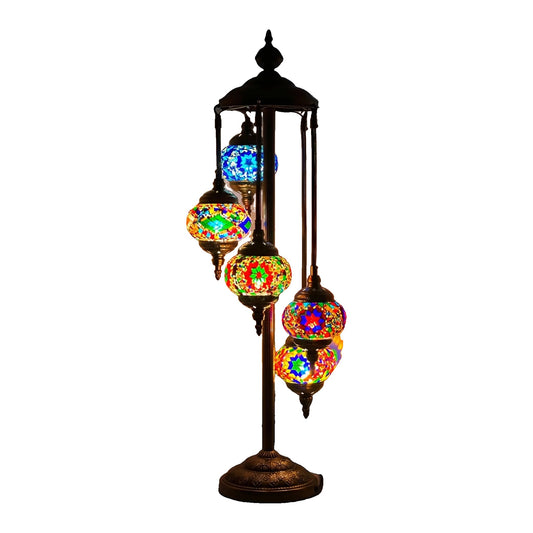 5 Glass Shades Mosaic Floor Light – Glass Size 3
