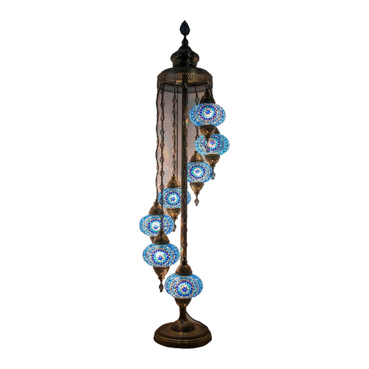 7 Glass Shades Mosaic Floor Light – Glass Size 3