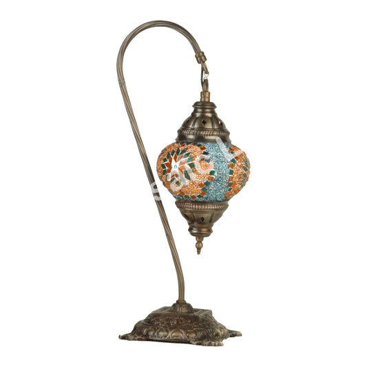 Rechargeable Swan Neck Mosaic Table Lamp – Size 2 (Brass Metal)