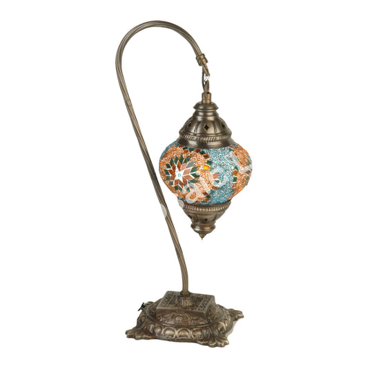 Rechargeable Swan Neck Mosaic Table Lamp – Size 3 (Brass Metal)