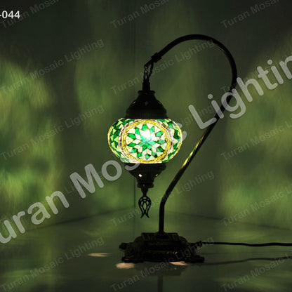 Rechargeable Swan Neck Mosaic Table Lamp – Size 3 (Brass Metal)