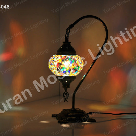 Handcrafted Swan Neck Mosaic Table Lamp – Size 3