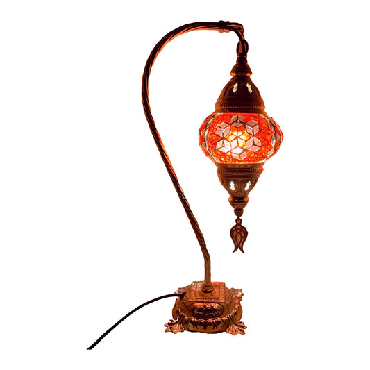 Silver Handcrafted Swan Neck Mosaic Table Lamp – Size 1