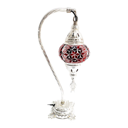 Silver Handcrafted Swan Neck Mosaic Table Lamp – Size 1