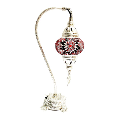 Silver Handcrafted Swan Neck Mosaic Table Lamp – Size 1