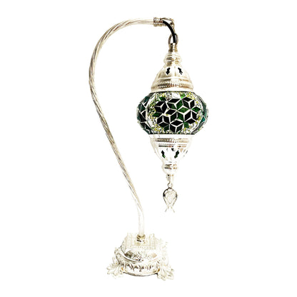 Silver Handcrafted Swan Neck Mosaic Table Lamp – Size 1