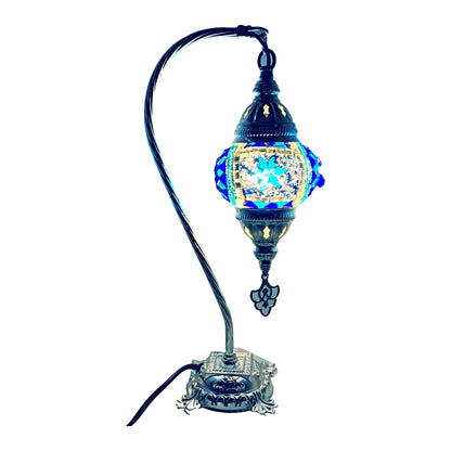 Silver Handcrafted Swan Neck Mosaic Table Lamp – Size 1
