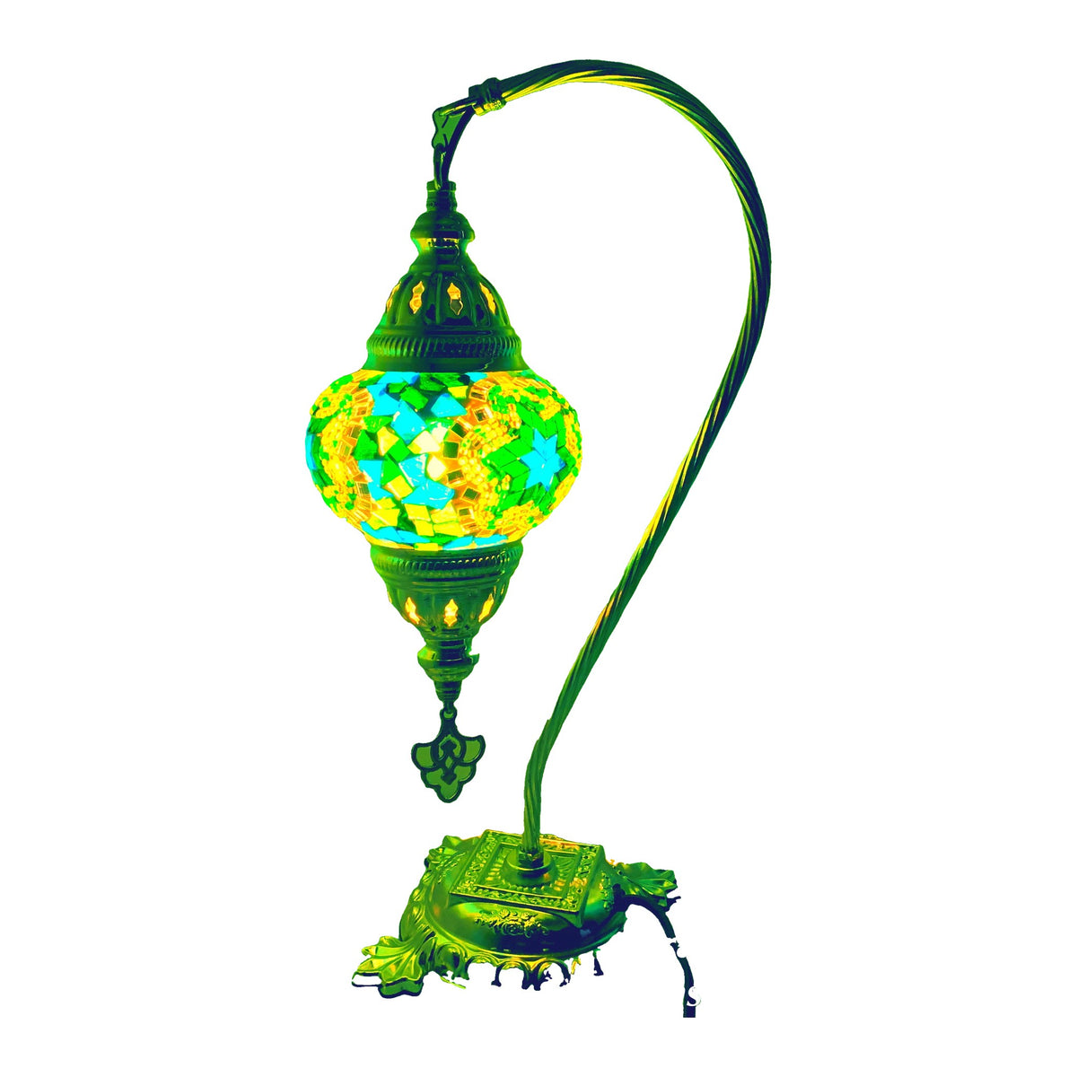 Silver Handcrafted Swan Neck Mosaic Table Lamp – Size 2