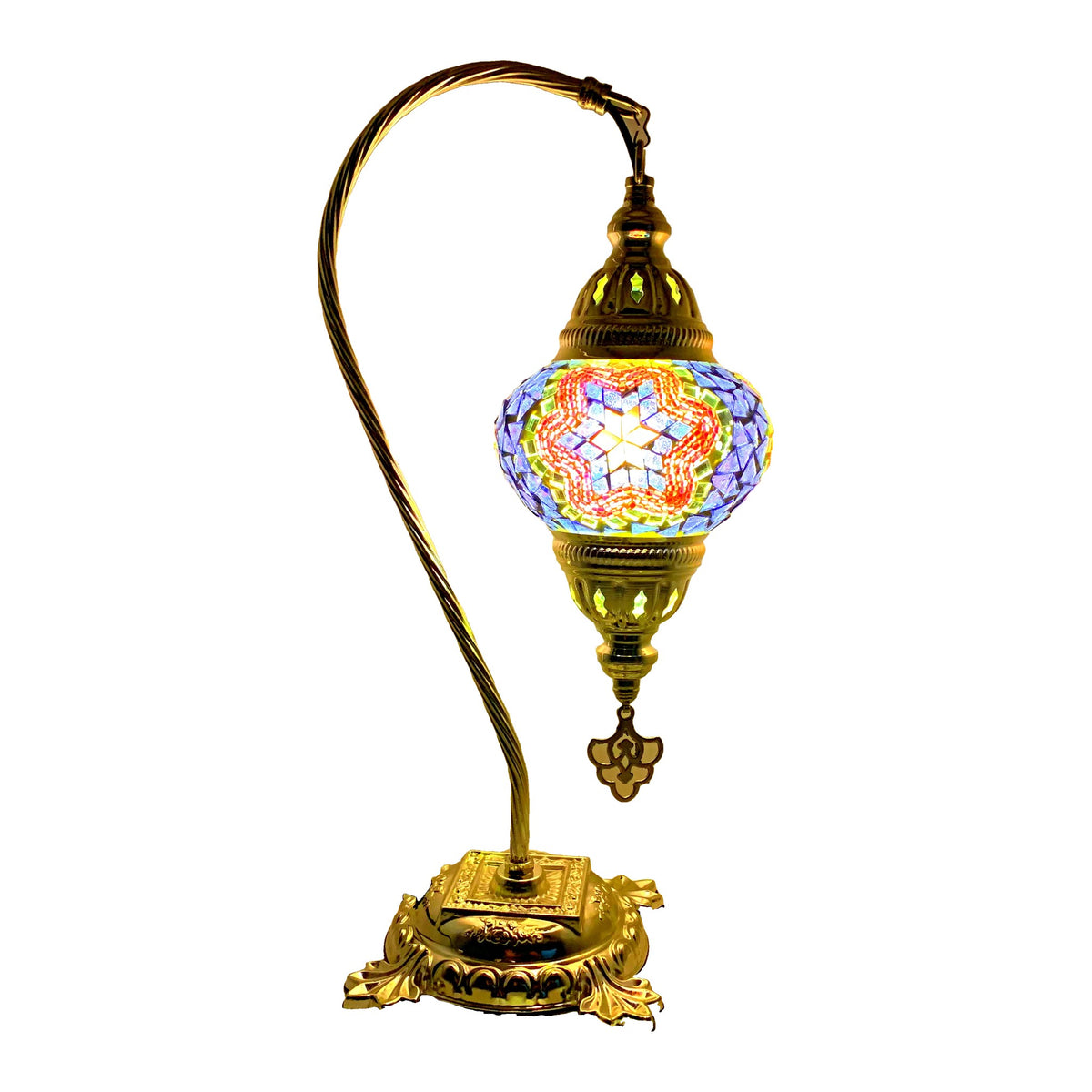 Silver Handcrafted Swan Neck Mosaic Table Lamp – Size 2
