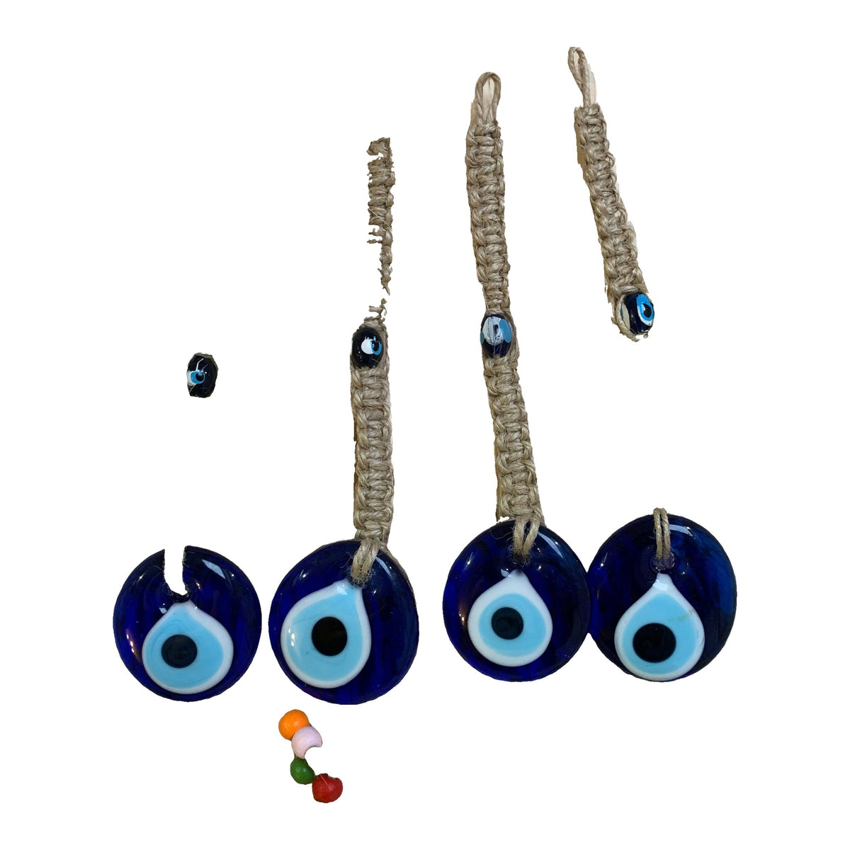 Evil Eye Macramé Cord Wall Hanging with Beads