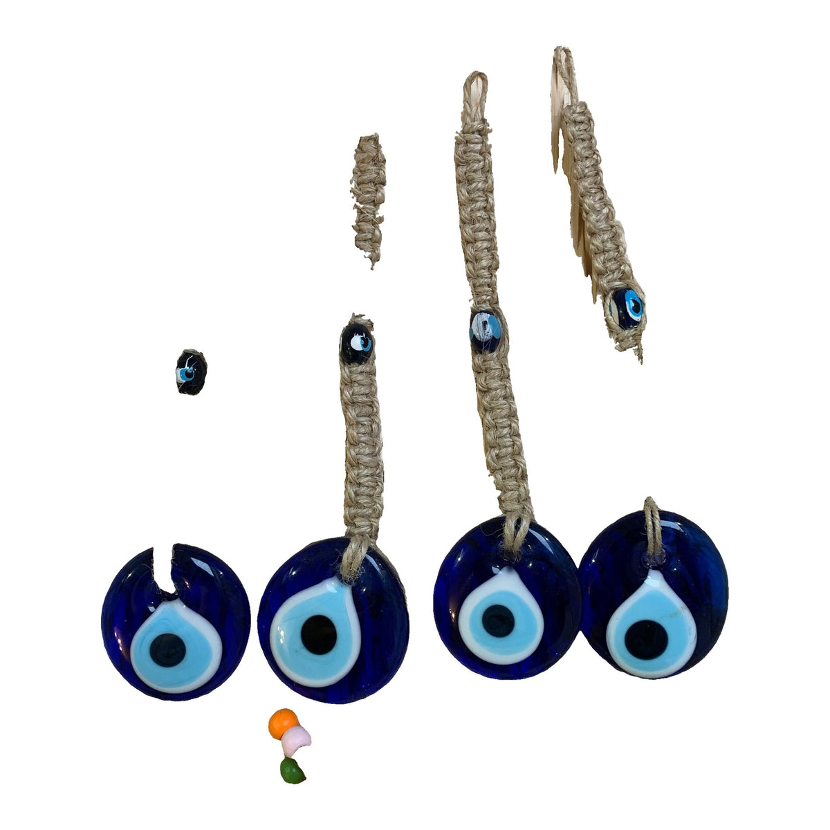 Evil Eye Macramé Cord Wall Hanging with Beads