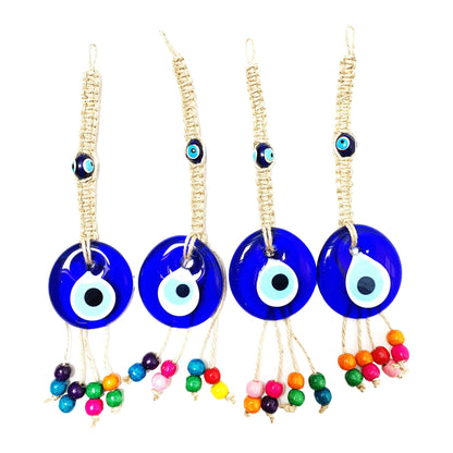 Evil Eye Macramé Cord Wall Hanging with Beads