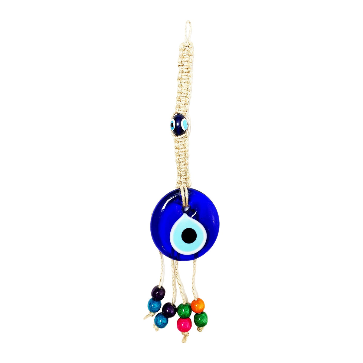 Evil Eye Macramé Cord Wall Hanging with Beads