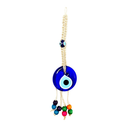 Evil Eye Macramé Cord Wall Hanging with Beads