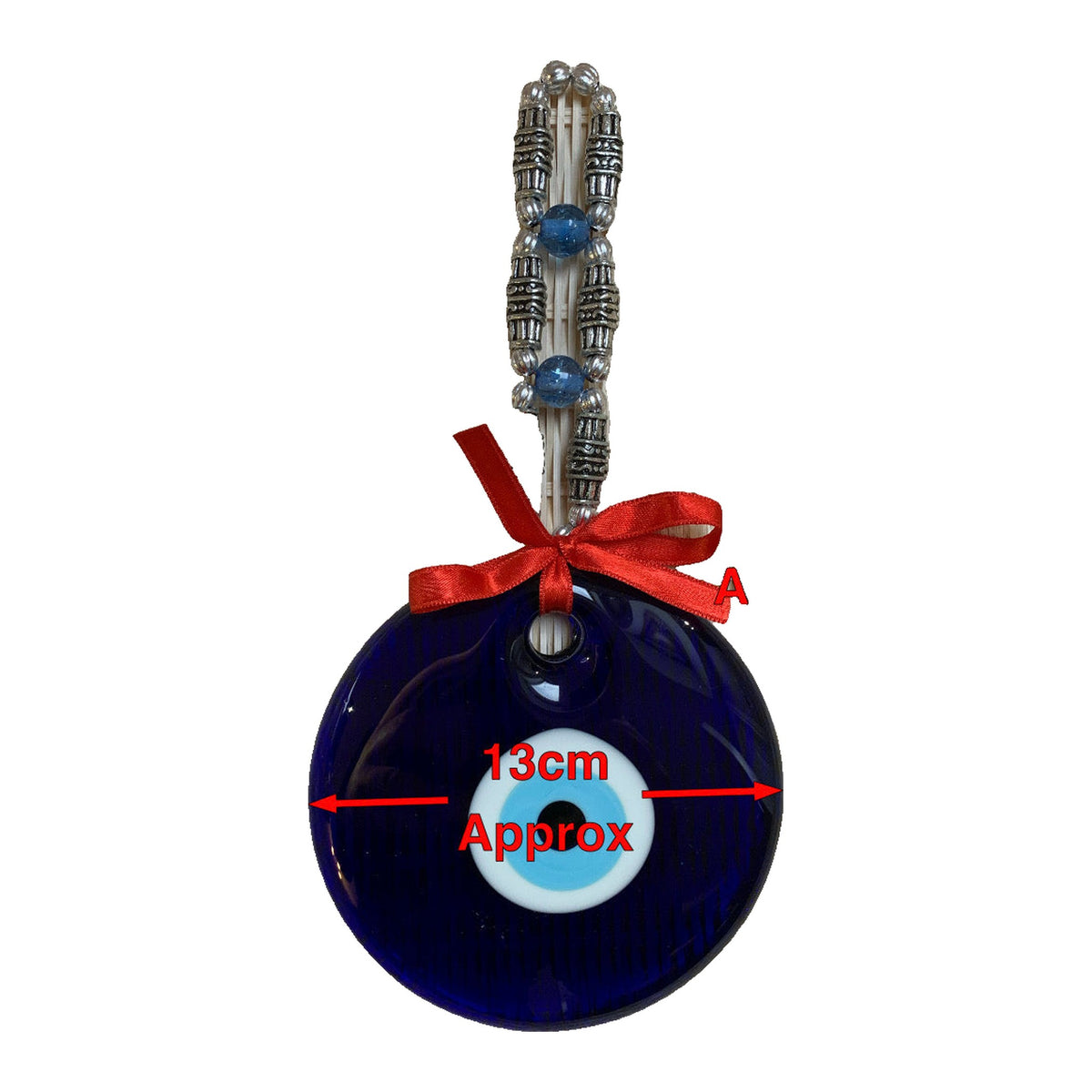 Evil Eye Wall Hanging with Ribbon – 13cm Glass Eye